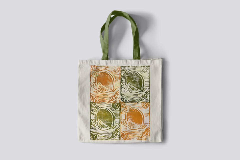 Mockup of rubber block print