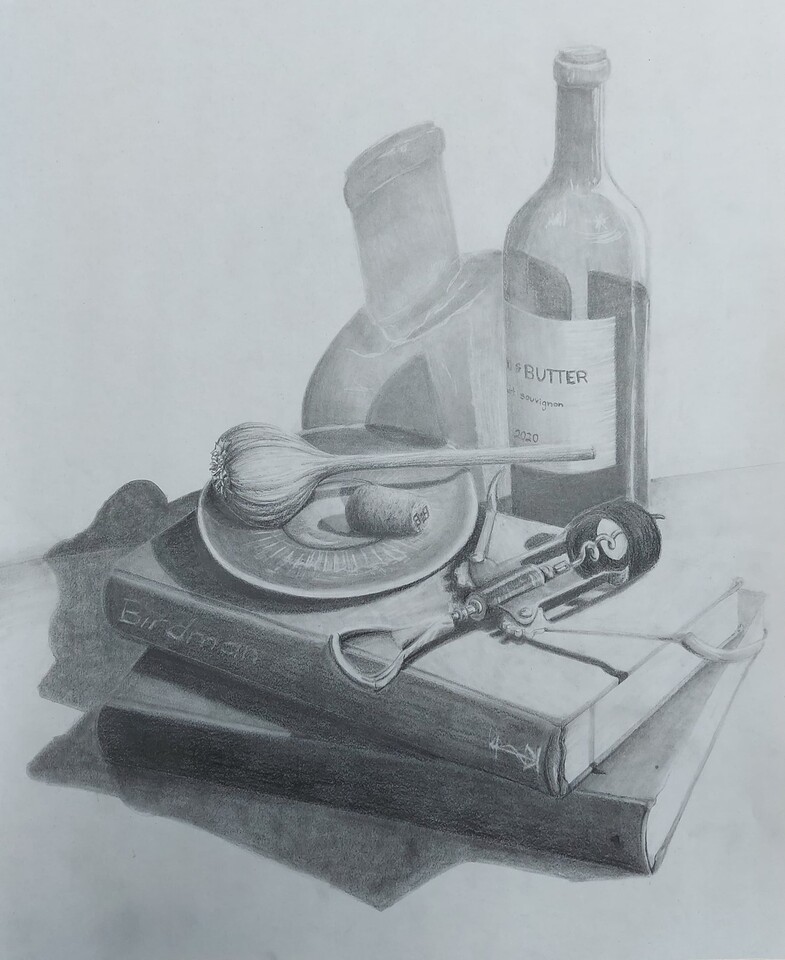 Still Life of Garlic and Wine