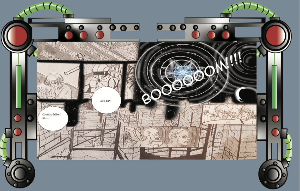 Comic concept art book- double spreed comic page 