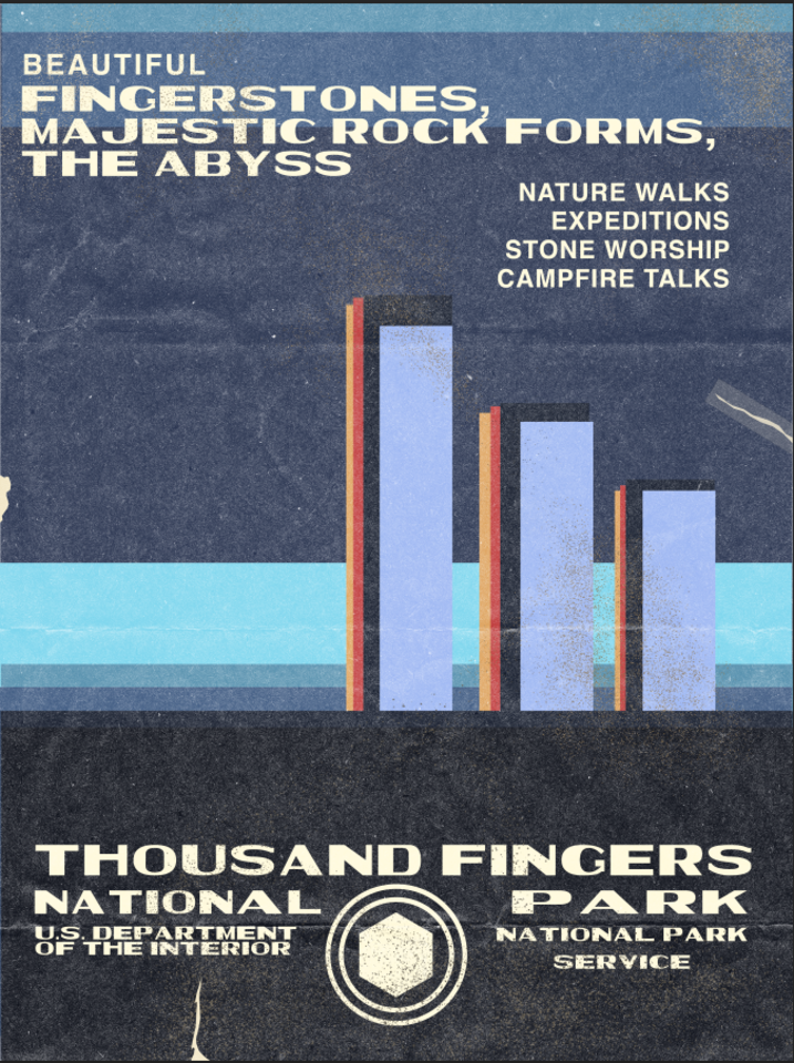 Thousand FIngers National Park Vintage Poster