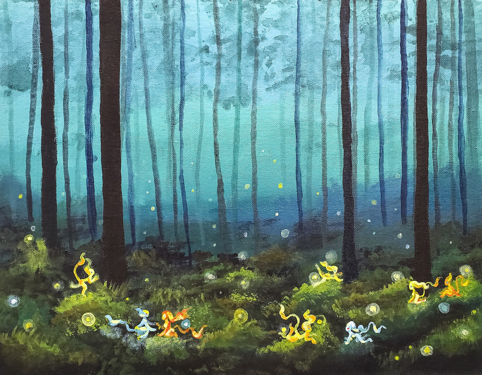 The Fire Sprites Play in the Forest